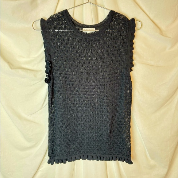 Black sheer ruffle tank - Picture 1 of 4